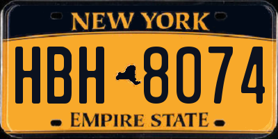 NY license plate HBH8074