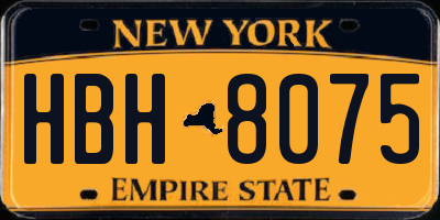 NY license plate HBH8075
