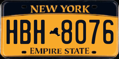 NY license plate HBH8076