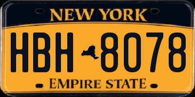 NY license plate HBH8078