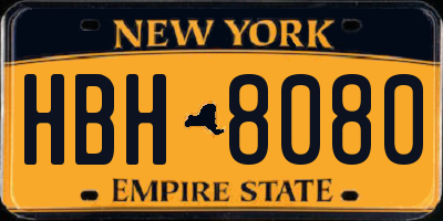 NY license plate HBH8080