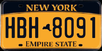 NY license plate HBH8091