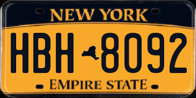 NY license plate HBH8092