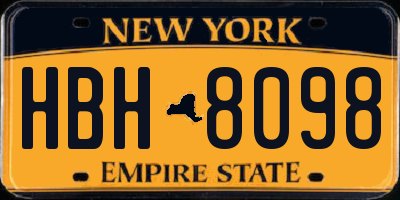 NY license plate HBH8098