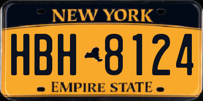 NY license plate HBH8124