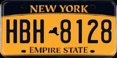 NY license plate HBH8128