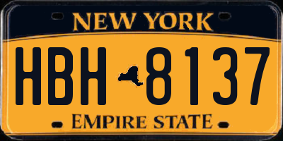 NY license plate HBH8137