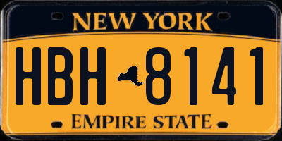 NY license plate HBH8141