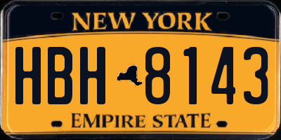 NY license plate HBH8143