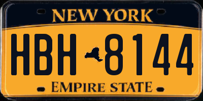 NY license plate HBH8144