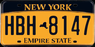 NY license plate HBH8147