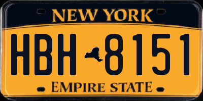 NY license plate HBH8151