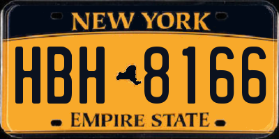 NY license plate HBH8166