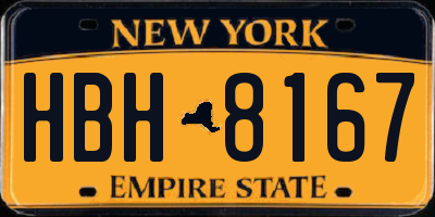 NY license plate HBH8167