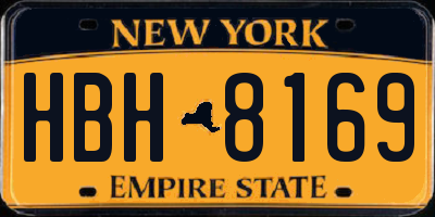 NY license plate HBH8169