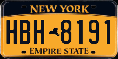 NY license plate HBH8191