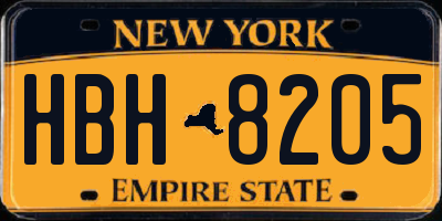 NY license plate HBH8205