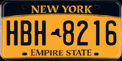 NY license plate HBH8216