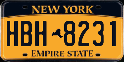 NY license plate HBH8231