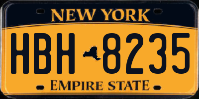 NY license plate HBH8235