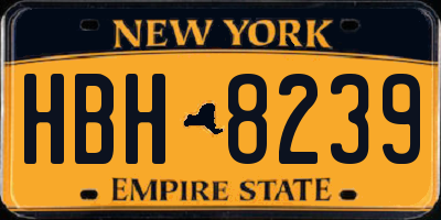 NY license plate HBH8239