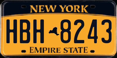 NY license plate HBH8243