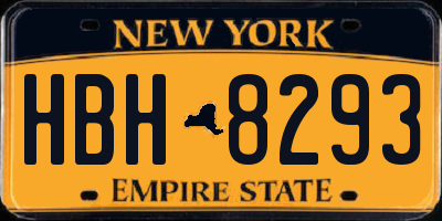 NY license plate HBH8293