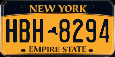 NY license plate HBH8294