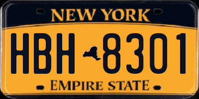 NY license plate HBH8301