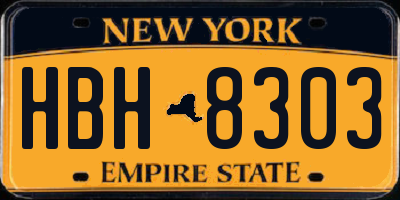 NY license plate HBH8303