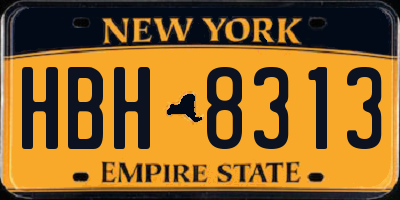 NY license plate HBH8313