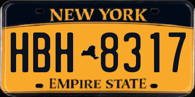 NY license plate HBH8317