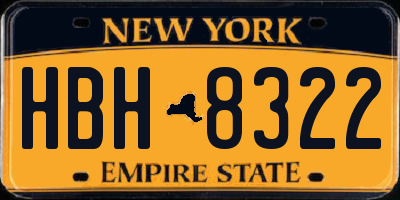 NY license plate HBH8322