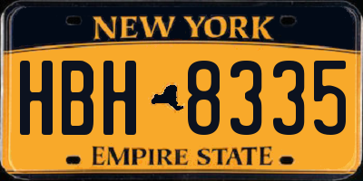 NY license plate HBH8335