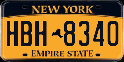 NY license plate HBH8340