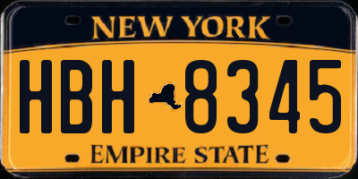 NY license plate HBH8345