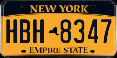 NY license plate HBH8347
