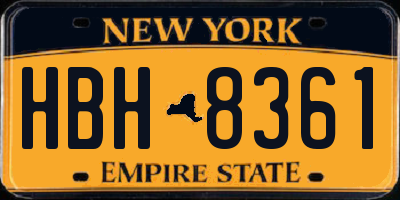 NY license plate HBH8361