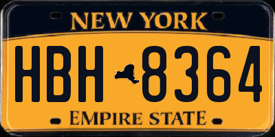 NY license plate HBH8364