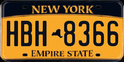NY license plate HBH8366