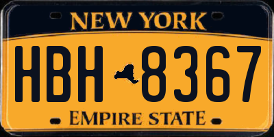 NY license plate HBH8367