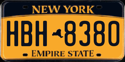 NY license plate HBH8380