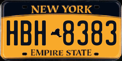 NY license plate HBH8383