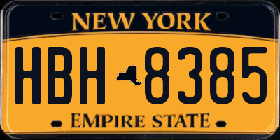 NY license plate HBH8385