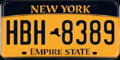 NY license plate HBH8389
