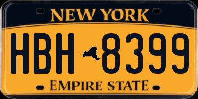 NY license plate HBH8399