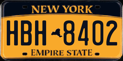NY license plate HBH8402