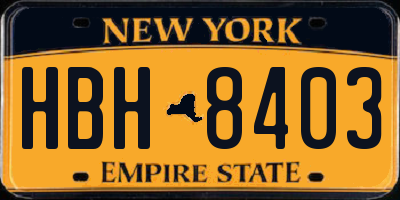 NY license plate HBH8403