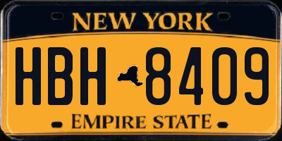 NY license plate HBH8409