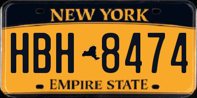NY license plate HBH8474